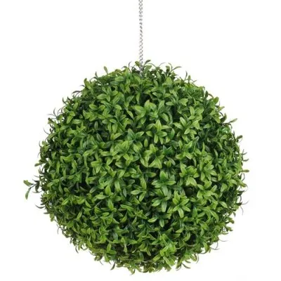 Faux Green Grass Ballboxwood Topiary